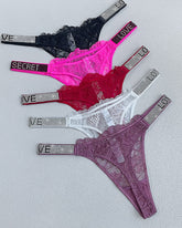 Tanga sexy de encaje con diamantes de imitación