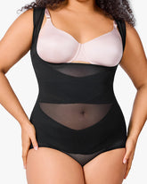 Body sexy de malla transparente que controla el abdomen