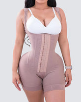 Alta compresión doble ropa abdomen control gancho y cierre de ojos control de barriga mono ajustable