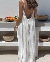 Vestido informal sin mangas con tirantes finos y espalda descubierta de color liso para mujer