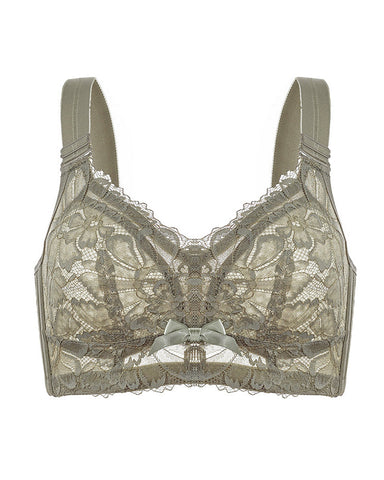 Bralette de cobertura total minimizador transpirable sin aros de encaje floral elegante