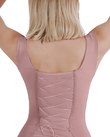 Body de control de abdomen sin costuras con cordones en la espalda sexy para mujer