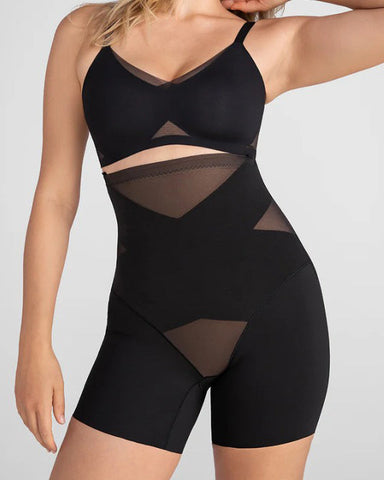 Shorts de malla de cintura alta que realzan los glúteos y controlan el abdomen