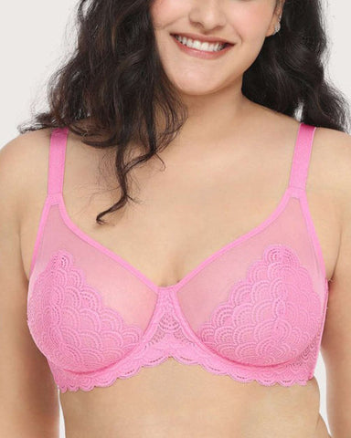 Sujetador sexy de encaje transparente de malla