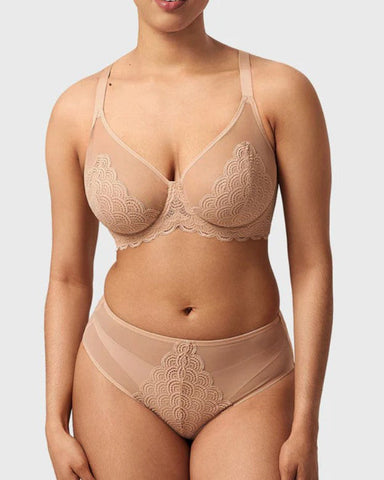 Sujetador sexy de encaje transparente de malla