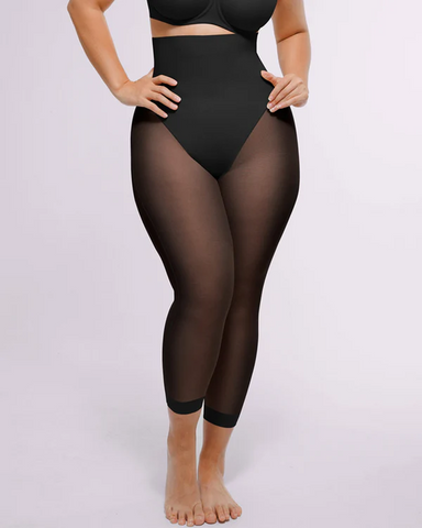 Pantalones capri de talle alto para tallas grandes, con efecto moldeador y realzador de caderas