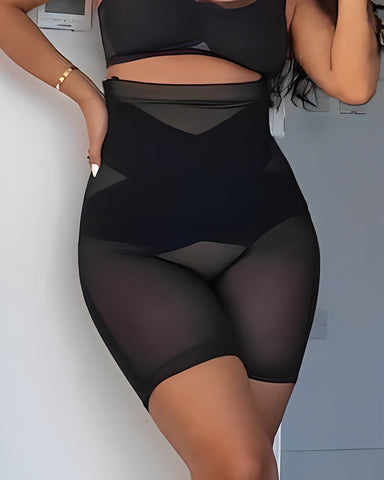 Shorts de malla de cintura alta que realzan los glúteos y controlan el abdomen