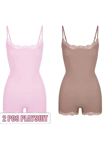 Body de encaje de dos piezas con tirantes finos