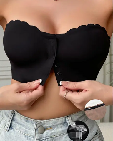 Sujetador sin tirantes con cierre frontal y diseño antideslizante