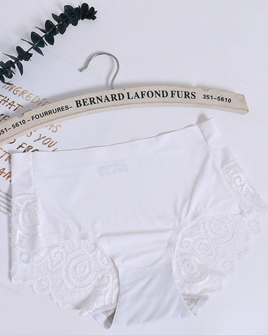 Braguitas de cintura media con encaje de seda helada para mujer, talla grande