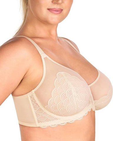 Sujetador sexy de encaje transparente de malla