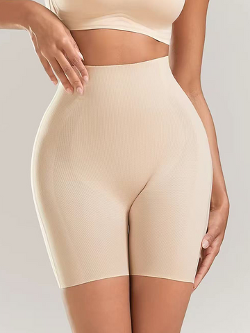 Pantalones cortos moldeadores de abdomen sin costuras para mujer con refuerzo incorporado y cintura alta