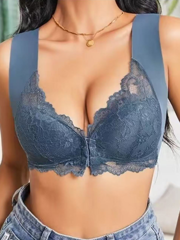Elegante sujetador push up sin aros con cierre frontal de encaje