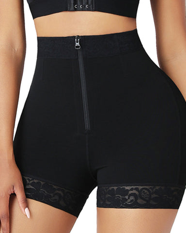 Pantalones de cintura alta con cremallera que levantan la cadera y controlan el abdomen