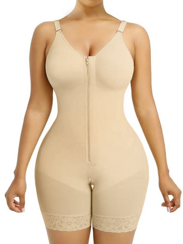 Body moldeador de busto con parches de tela transpirable para piernas