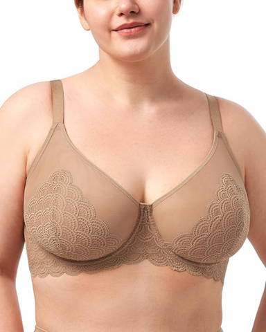 Sujetador sexy de encaje transparente de malla