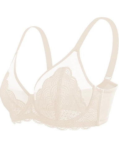 Sujetador sexy de encaje transparente de malla