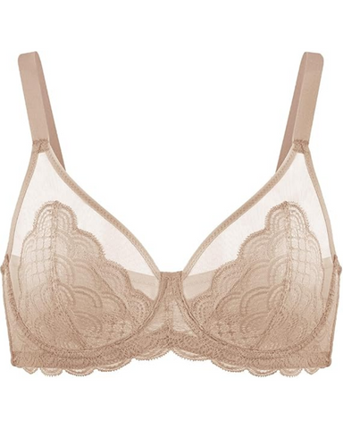Sujetador sexy de encaje transparente de malla