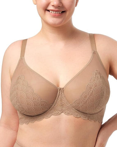 Sujetador sexy de encaje transparente de malla