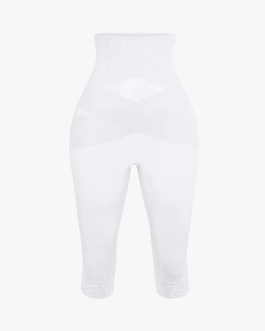 Pantalones moldeadores de cintura alta con ribete de encaje y malla transparente