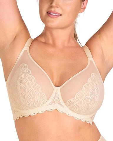 Sujetador sexy de encaje transparente de malla