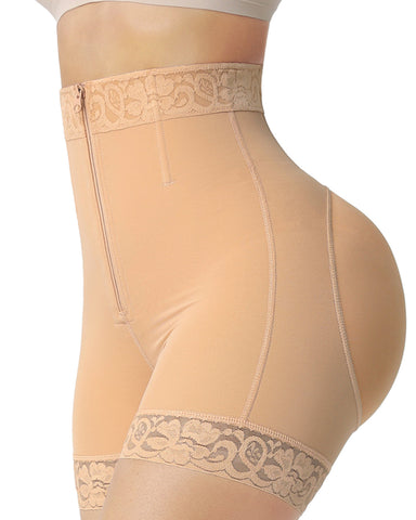 Pantalones de cintura alta con cremallera que levantan la cadera y controlan el abdomen