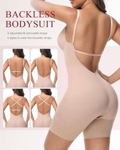 Body sin tirantes con escote en U profundo para mujer, control de abdomen y sujetador incorporado, moldeador de espalda baja (preventa)