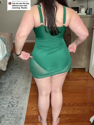 Vestido de baño de una pieza para mujer, tipo pareo transparente de malla con control de abdomen