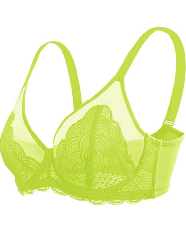 Sujetador sexy de encaje transparente de malla