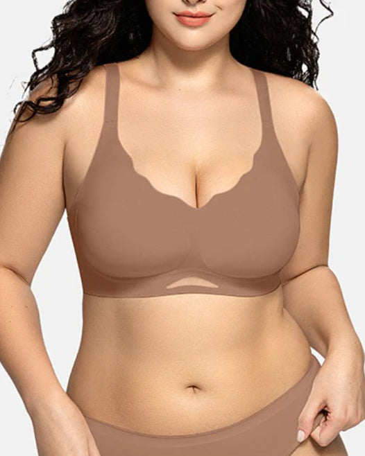 Sujetador sin costuras de malla transparente para mujer