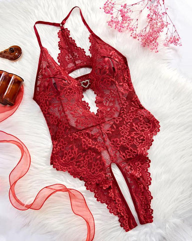Pijama sexy de encaje tipo body para mujer