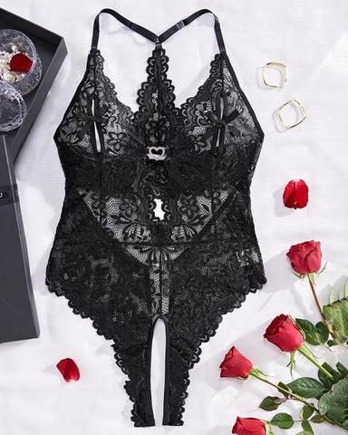 Pijama sexy de encaje tipo body para mujer