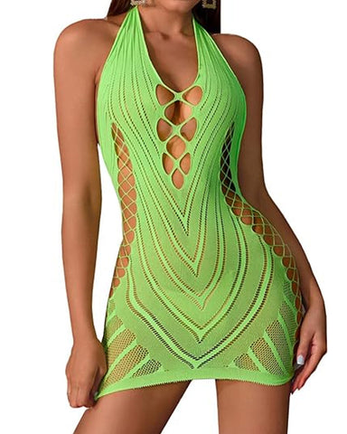 Camisón sexy de punto calado con escote en V profundo y espalda descubierta para mujer