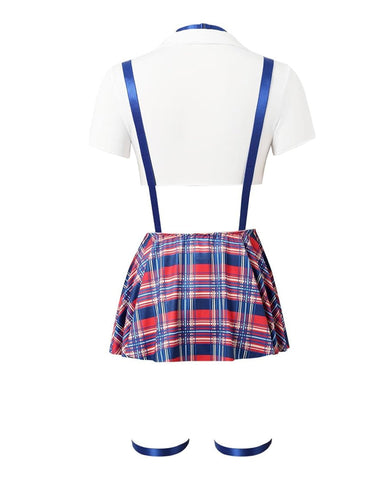 Conjunto de lencería sexy de 4 piezas para juego de rol de colegiala