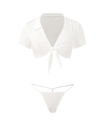 Conjunto de lencería sexy de 4 piezas para juego de rol de colegiala