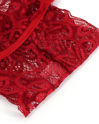 Pijama de una pieza sexy para mujer con encaje floral calado y translúcido y espalda descubierta