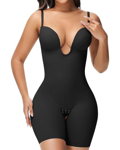 Body sin tirantes con escote en U profundo para mujer, control de abdomen y sujetador incorporado, moldeador de espalda baja (preventa)