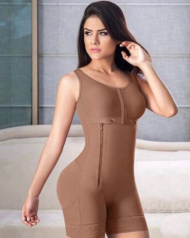 Body Shaper para mujer Cremallera lateral Soporte de pecho ajustable Control de barriga Fajas