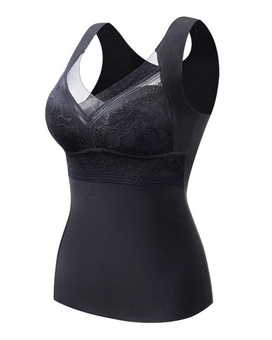 Ropa interior térmica de terciopelo con cuello en V y encaje para mujer, otoño/invierno