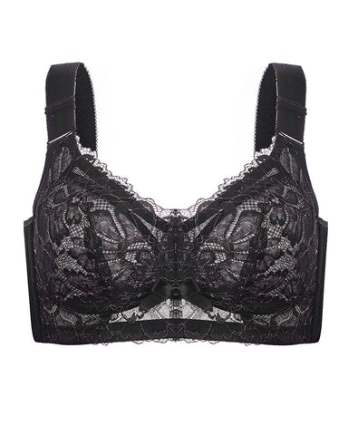 Bralette de cobertura total minimizador transpirable sin aros de encaje floral elegante