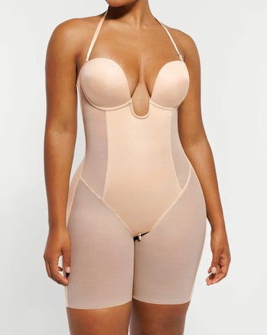 Faja moldeadora de abdomen con escote en V y sujetador