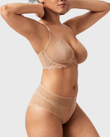 Sujetador sexy de encaje transparente de malla