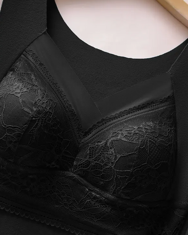 Ropa interior térmica de terciopelo con cuello en V y encaje para mujer, otoño/invierno