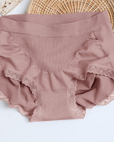 Braguitas de cintura alta con encaje en forma de panal que controlan el abdomen y levantan las caderas