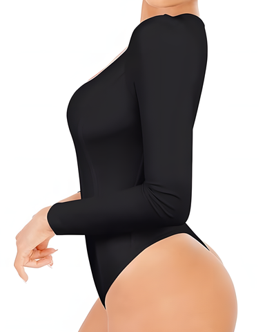 Body moldeador de manga larga con escote cuadrado y tanga