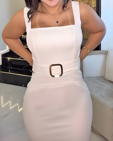 Vestido de mujer sin mangas, elegante, con abertura en la espalda y corte ceñido