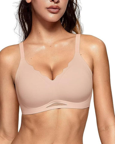 Sujetador sin costuras de malla transparente para mujer