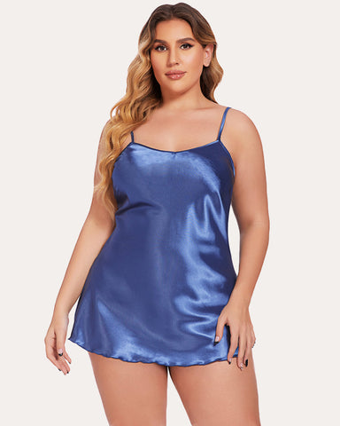 Camisón de satén tipo minivestido