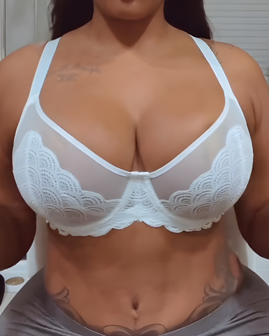 Sujetador sexy de encaje transparente de malla