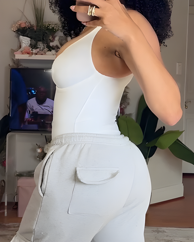 Body moldeador tipo tanga adelgazante con cuello en V para mujer